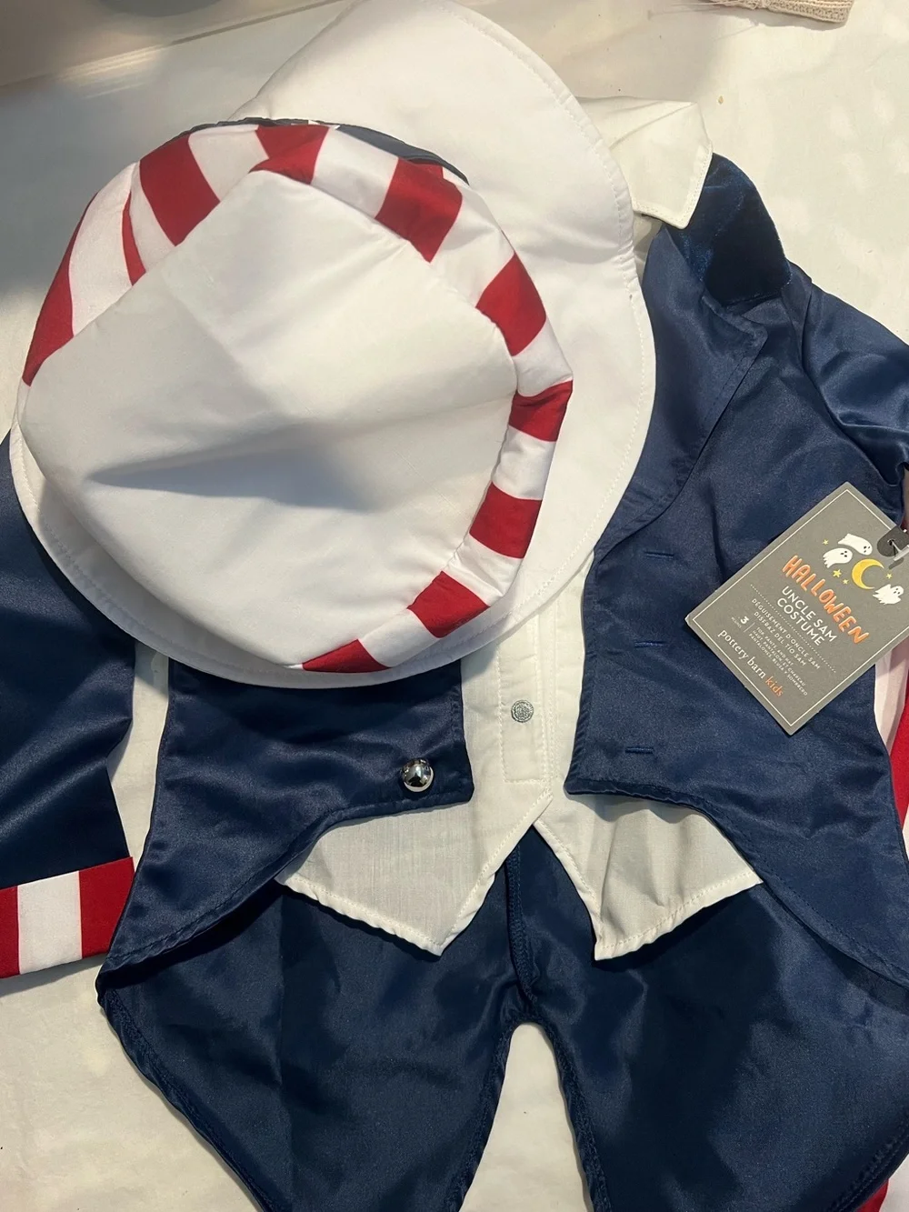Pottery Barn Kids Uncle Sam Halloween Costume Size 4-6 NWT Hat and Beard
